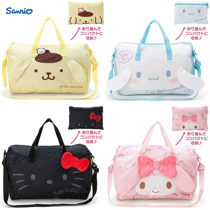 Sanrio Kuromi Luggage Bag Hello Kitty My Melody Cinnamoroll Portable Foldable Travel Duffel Bag Large Capacity