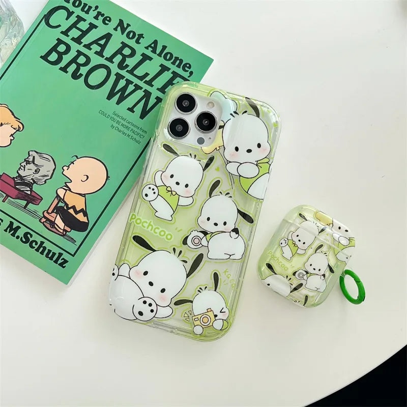 Cute Pochacco iPhone15 Mobile Phone Case Kawaii Sanrio My Melody Cartoon Anime 14 12 13 Pro Max Protective Shell Toys For Girls