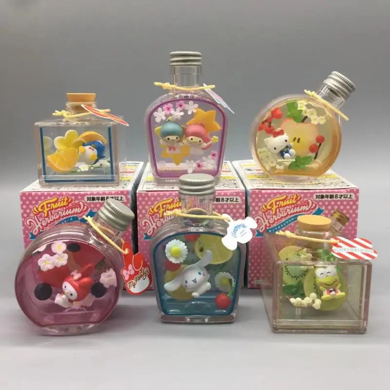 Hello Kitty Sanrio Cinnamoroll Figure My Melody Fruit Pie Sanrio Gifts Perfume Bottle Anime Action Figure Kawaii Model Doll Toys