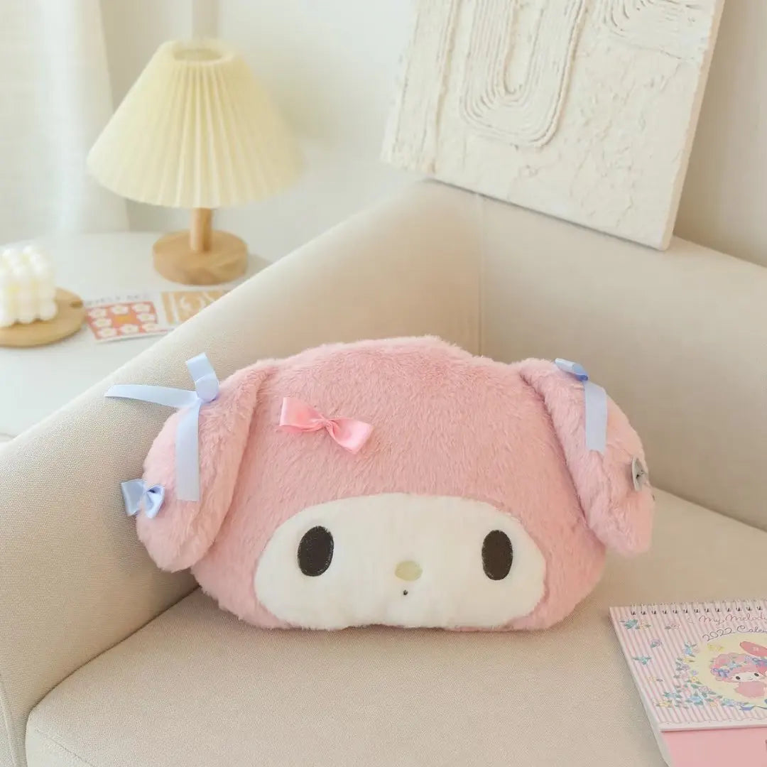 Sanrio Cute My Melody Car Seat Headrest Seat Belt Cover Kawaii Soft Comfortable Back Cushion Pillow