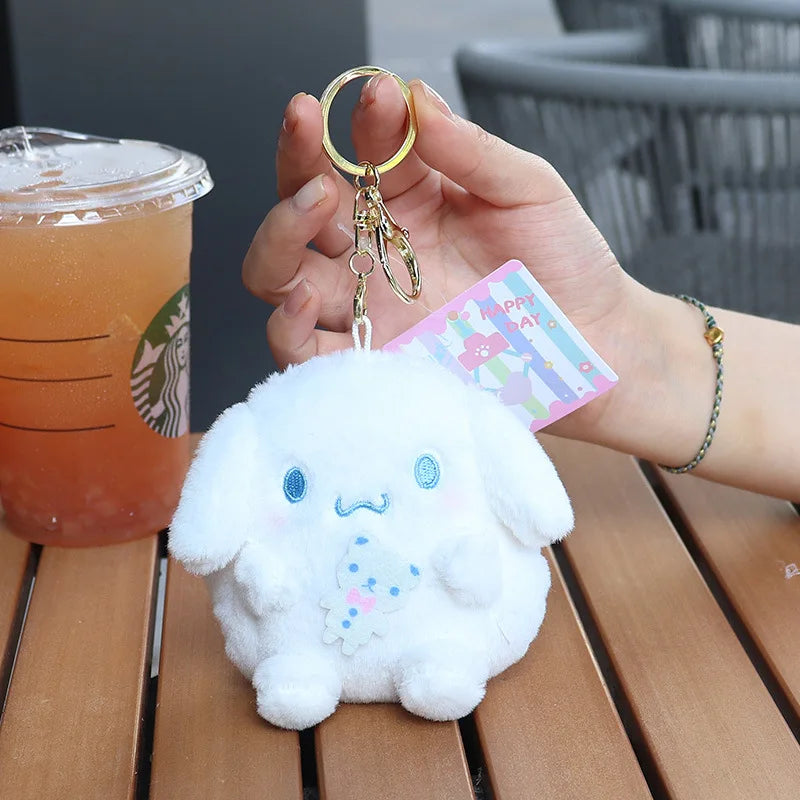 Cartoon Cute Sanrio Melody Plush Purse Keychain Hello Kitty Coin Purse Cinnamoroll Plush Pendant Soft Stuffed Plush Toy for Girl