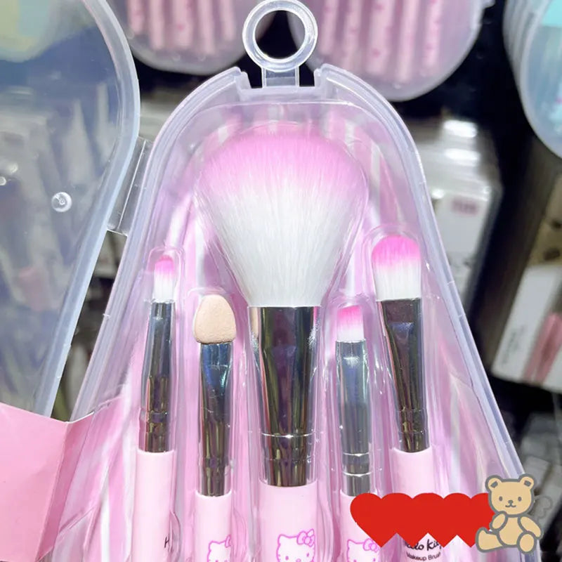 Sanrio Makeup Brush Set Hello Kitty Anime Fashion Jewelry Blush Eyebrow Lip Eyeshadow Brush Beauty Tools Girls Gift With Box