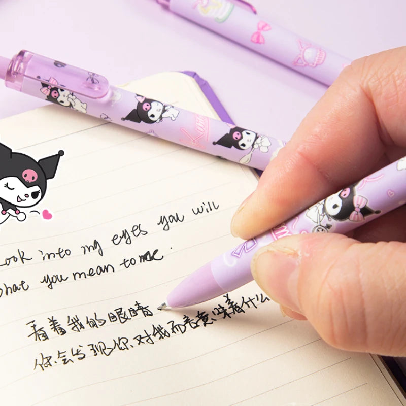 5pcs Kawaii Sanrio Gel Pen Kuromi Melody Hello Kitty Cinnamoroll Pressing Gel Pen for Girls Students School Supplies Stationery