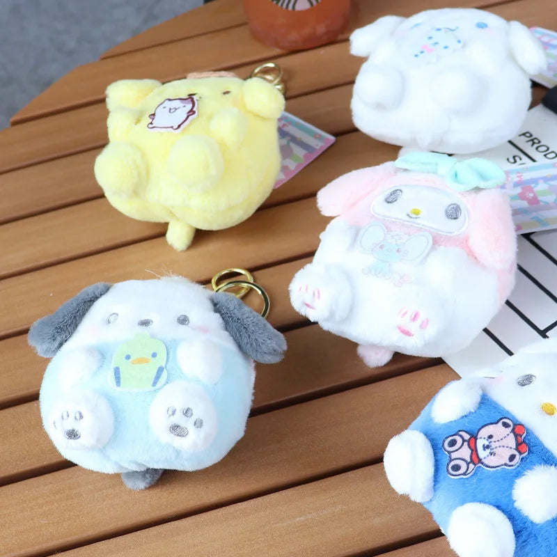 Cartoon Cute Sanrio Melody Plush Purse Keychain Hello Kitty Coin Purse Cinnamoroll Plush Pendant Soft Stuffed Plush Toy for Girl