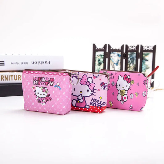 Hello Kitty Purse Coin Purses Cartoon Printed PU Melody Cute Wallet Bag Keychains Storage Bag Sanrio Kuromi Kawaii Mini Pouch