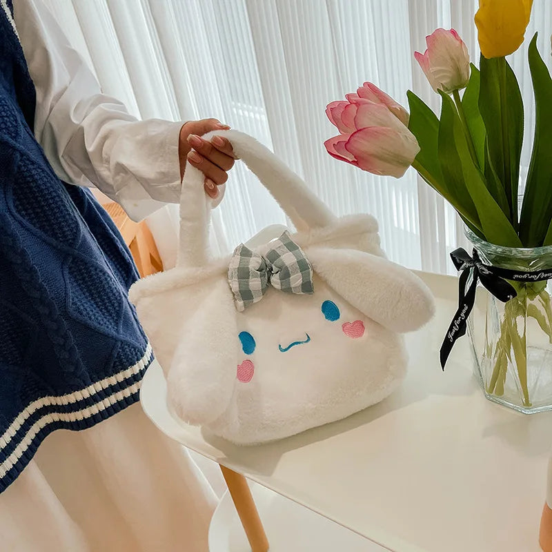 Sanrio Plush Bag Kuromi Handbag My Melody Cinnamoroll Storage Shoulder Hello Kitty Makeup Bag Women Plushie Backpack Gift Girl