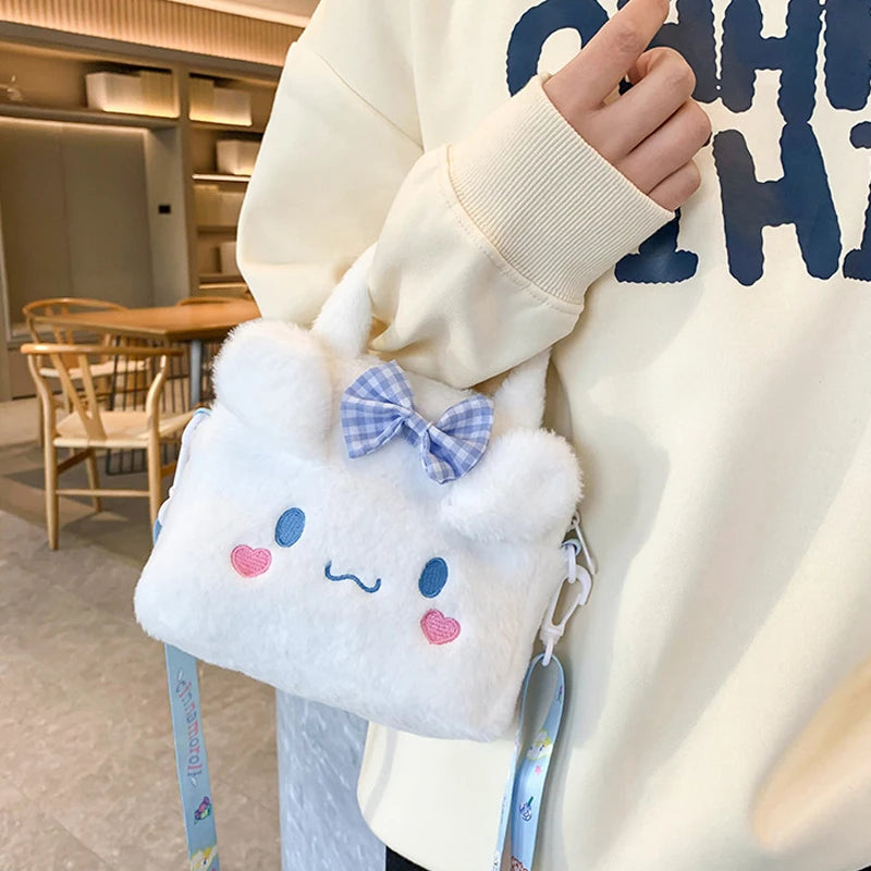 Plushies Sanrio Bag Plush Kuromi Backpack Cinnamoroll Tote Bag My Melody Handbag Storage Women Makeup Bag Messenger Gift Girl