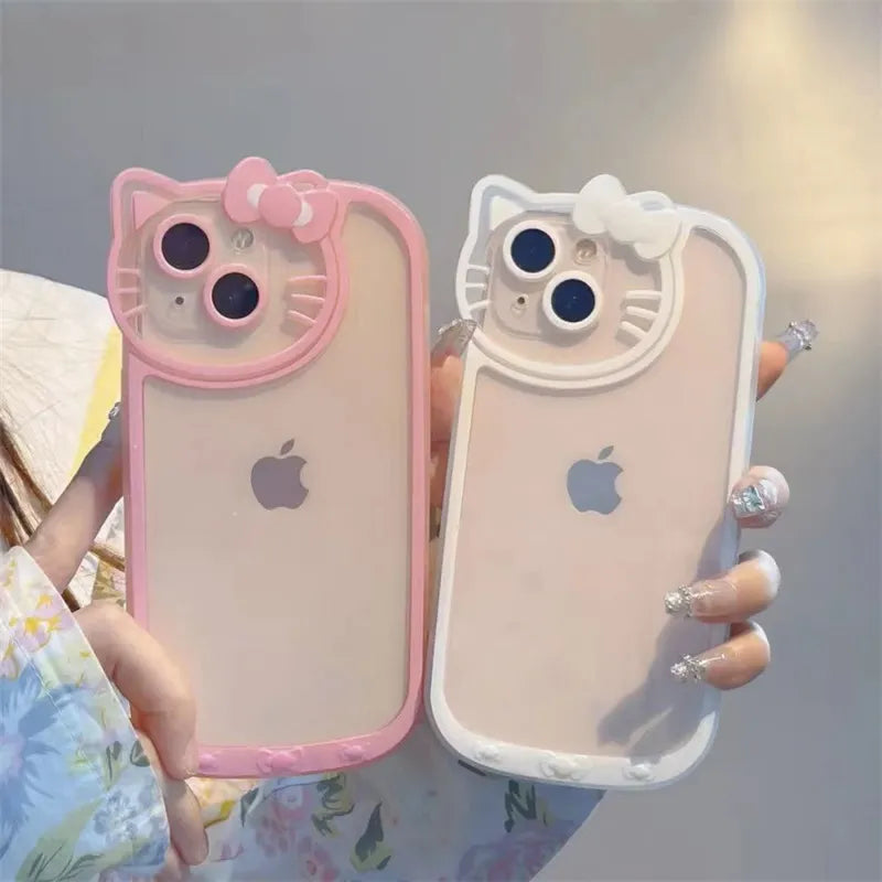 Original Sanrio Hello Kitty Transparent Cases For iPhone 15 14 13 11 12 Pro Max XS XR 7 8 Plus Cartoon Cute Shockproof Cover Y2K