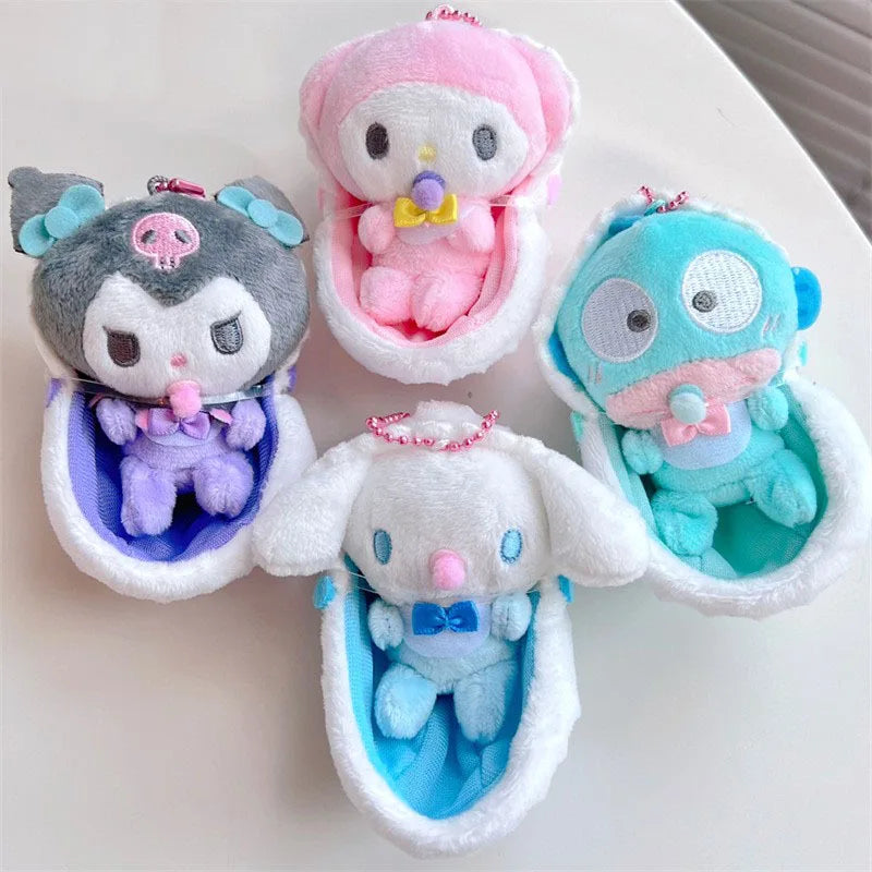 Hangyodon Cartoon Anime Sanrio Kuromi Kawaii My Melody Cinnamoroll Plush Keychain Peluche Ornaments Toys For Girl