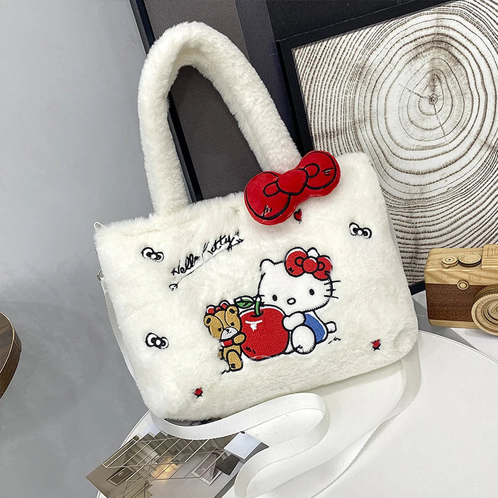 Sanrio Hello Kitty Plush Bag Kawaii Kuromi My Melody Cute Cartoon Anime Handbag Cinnamoroll Storage Tote Bags Women Girl Gifts