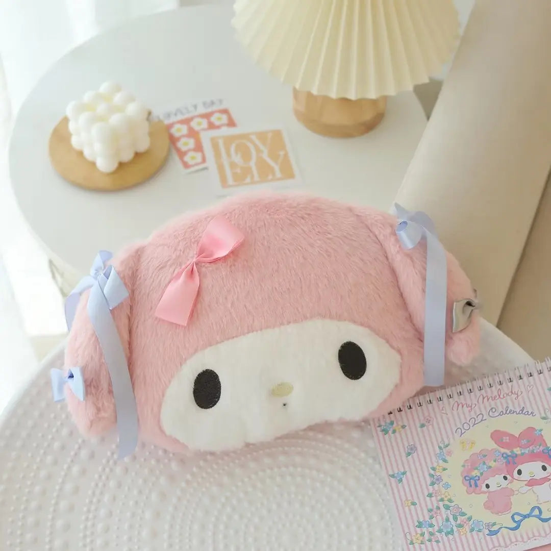 Sanrio Cute My Melody Car Seat Headrest Seat Belt Cover Kawaii Soft Comfortable Back Cushion Pillow