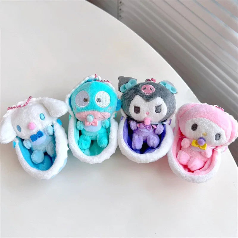 Hangyodon Cartoon Anime Sanrio Kuromi Kawaii My Melody Cinnamoroll Plush Keychain Peluche Ornaments Toys For Girl