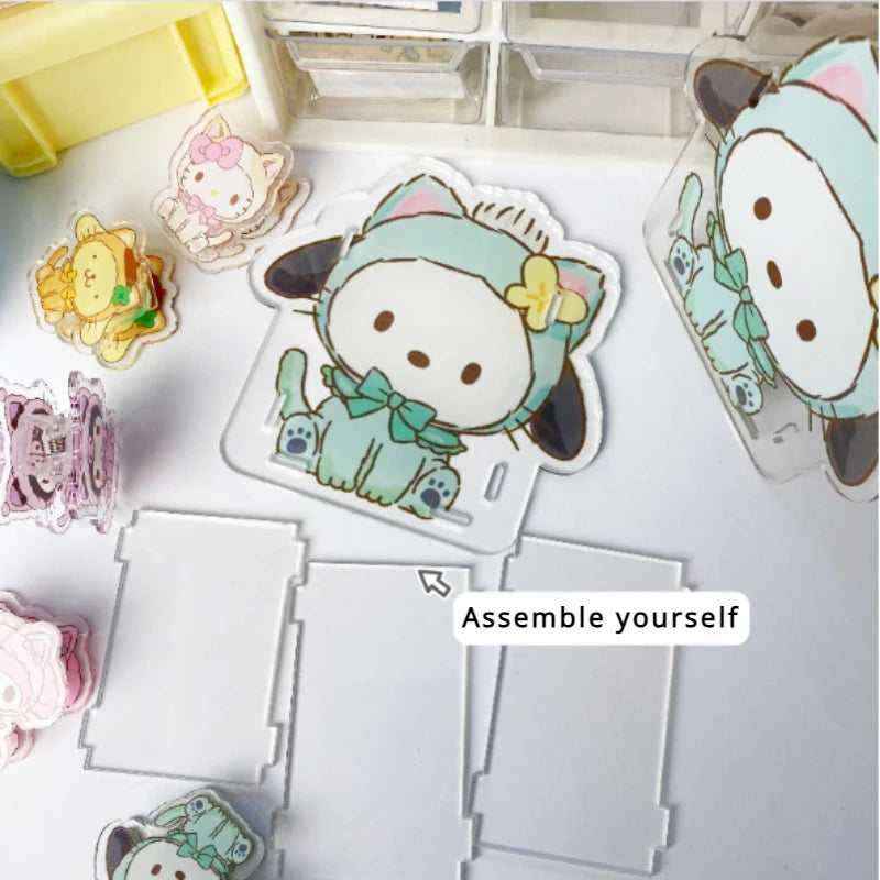 Cute Acrylic Sanrio Pen Holder Transparent Multifunctional Children's Desktop Large Capacity Stationery Storage Box Organizer