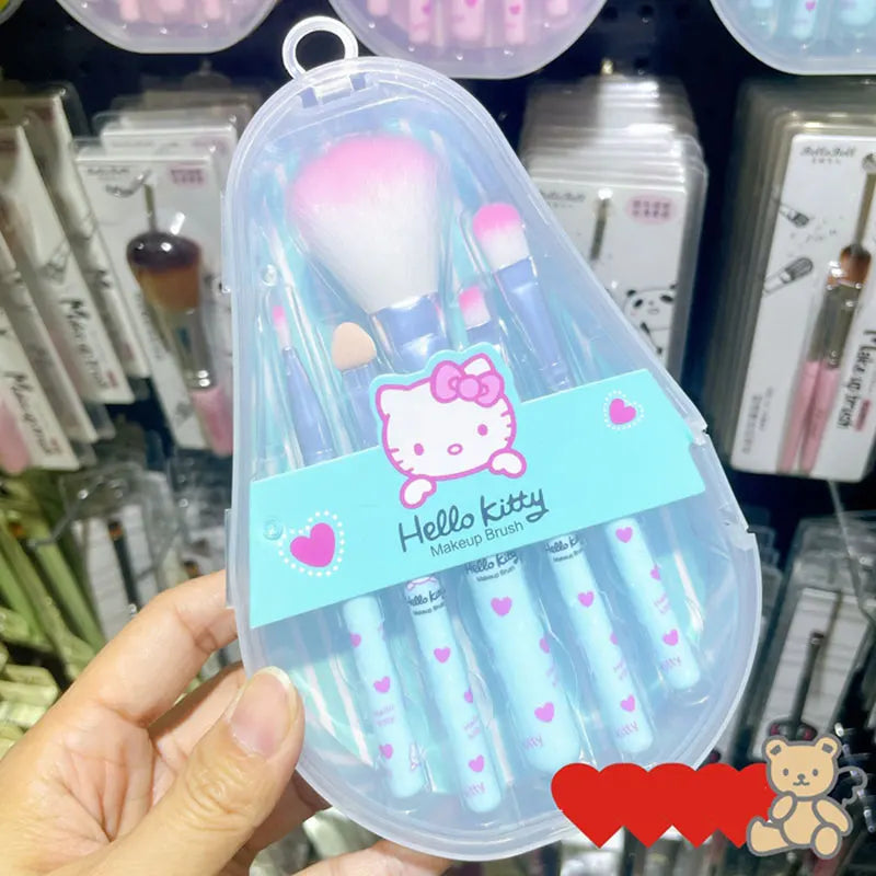 Sanrio Makeup Brush Set Hello Kitty Anime Fashion Jewelry Blush Eyebrow Lip Eyeshadow Brush Beauty Tools Girls Gift With Box